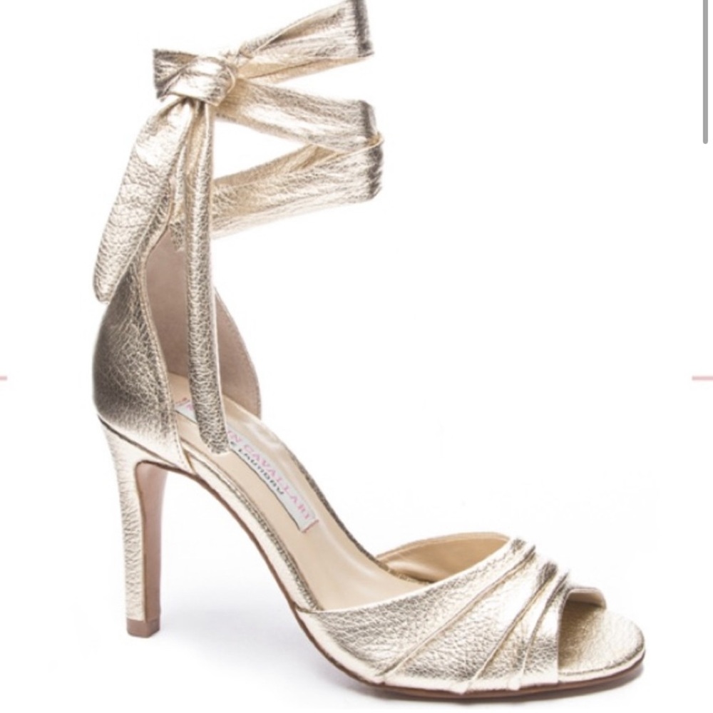 KRISTIN CAVALLARI Gold Lilac Style Wrap Heels